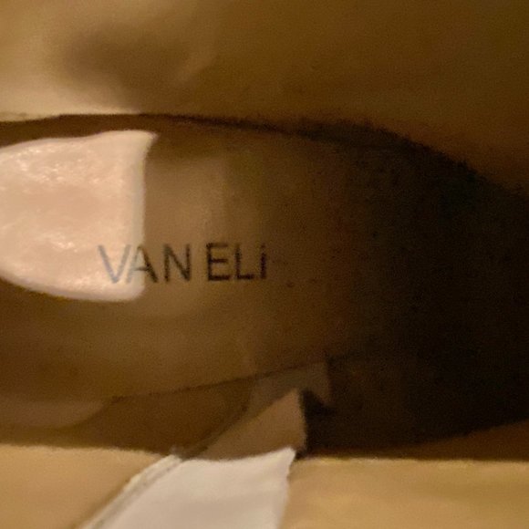 Vaneli Tan Suede Stiletto Ankle Boots | Size 9N with Python Print - Picture 2 of 6